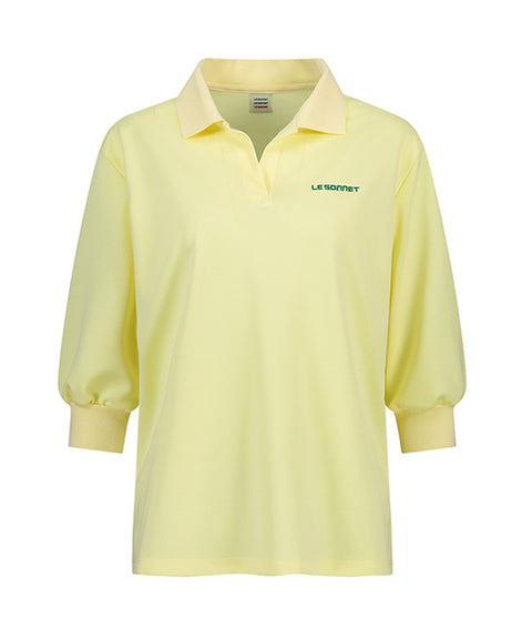 [SAMPLE SALE]LE SONNET Simple Polo Shirts - Lemon Yellow