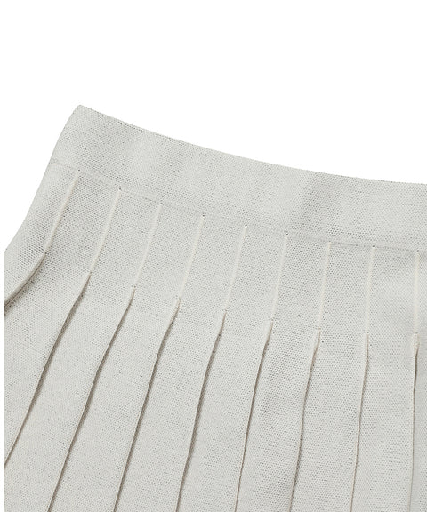 MACKY Golf: Knit Line Pleats Skirt - Ivory