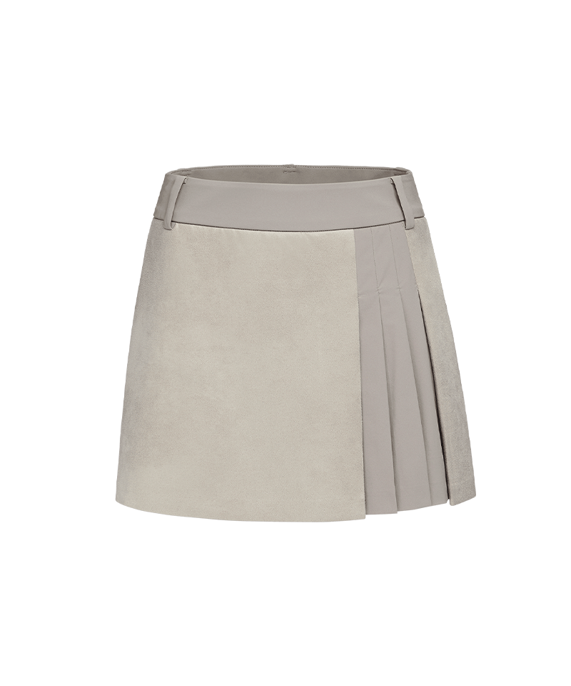 Amazing Cre Women's Tech Leather Modular Pocket Skirt - Beige