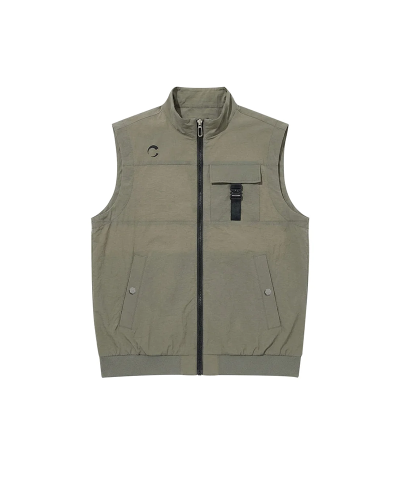 Challenger Men's Mono-Edge Buckle Point Blouson Vest - Khaki Beige