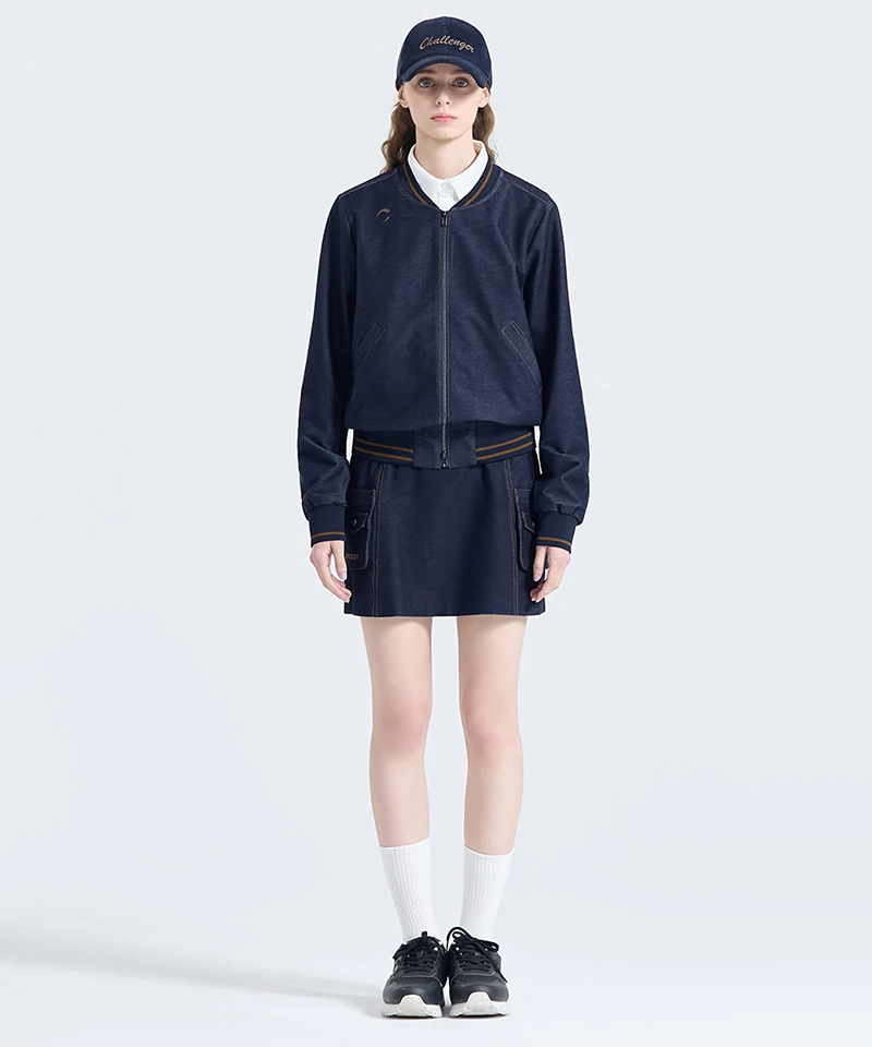 Challenger Women's Coreflex Denim-like Stadium Jacket - Navy