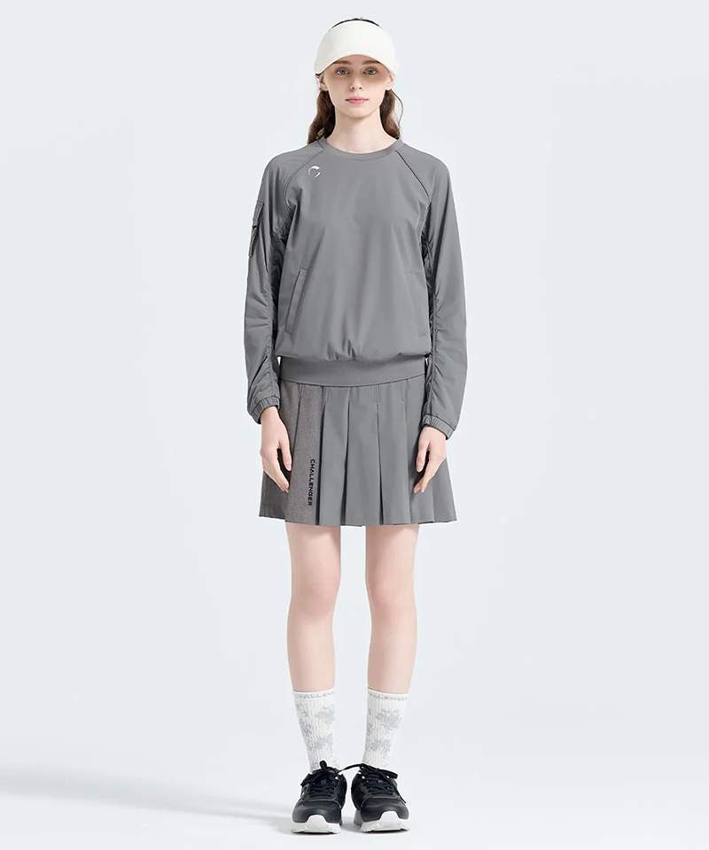 Challenger Women's Soft Touch Round Woven Top - Khaki Gray