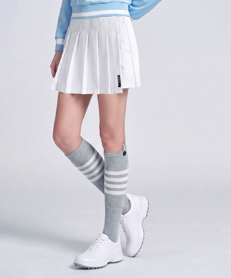Transitional Season Pleats Lab Stretch Half Pants - White