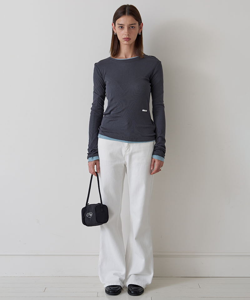 PIV'VEE Wool Long Sleeve Top - Fuzzy Charcoal