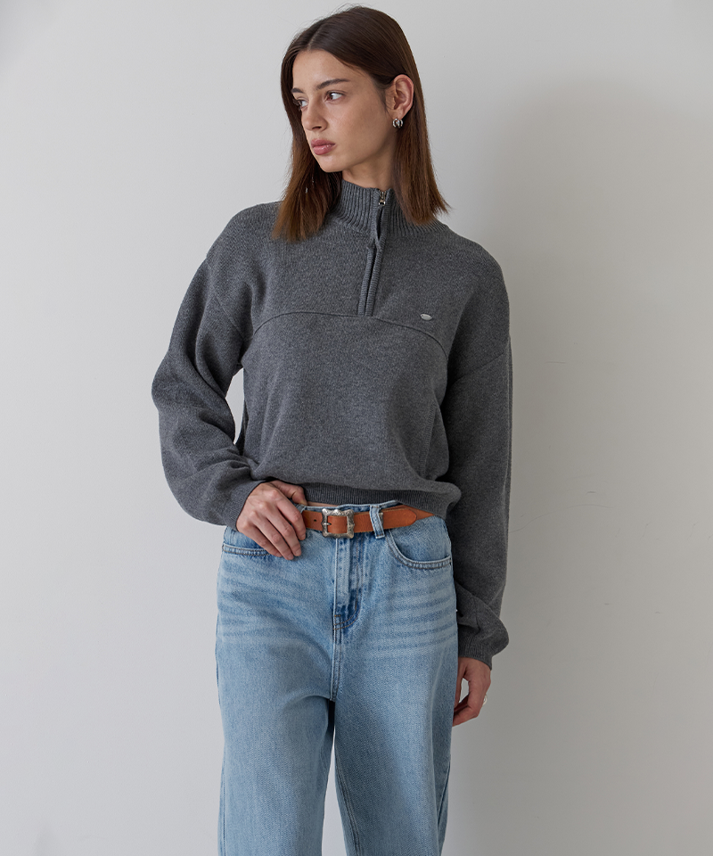 Piv'vee Half Zip-up Knit - Fuzzy Charcoal