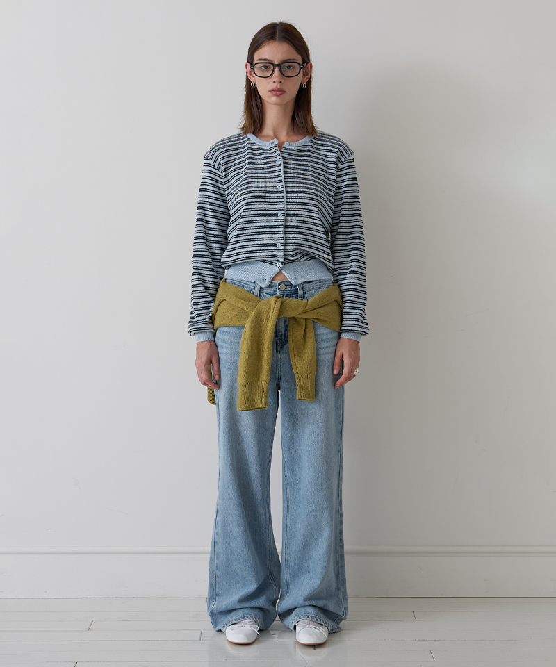 Piv'vee Stripe Knit Cardigan - Cornflower Blue