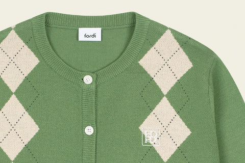 FORDI Argyle Knit Cardigan - Moss Green