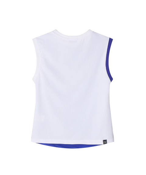POSHERD Color Block Cool Shirring Sleeveless - Blue