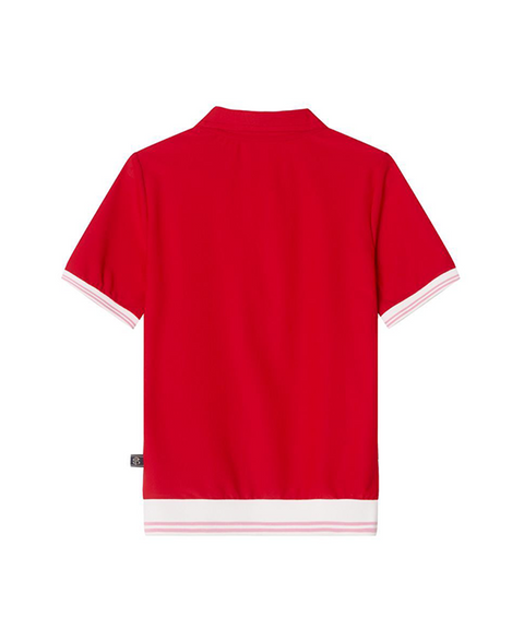 POSHERD Cooling Mesh Button Pique Top - Red