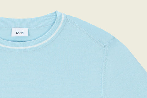 FORDI Loose Short Sleeve Knit - Baby Blue