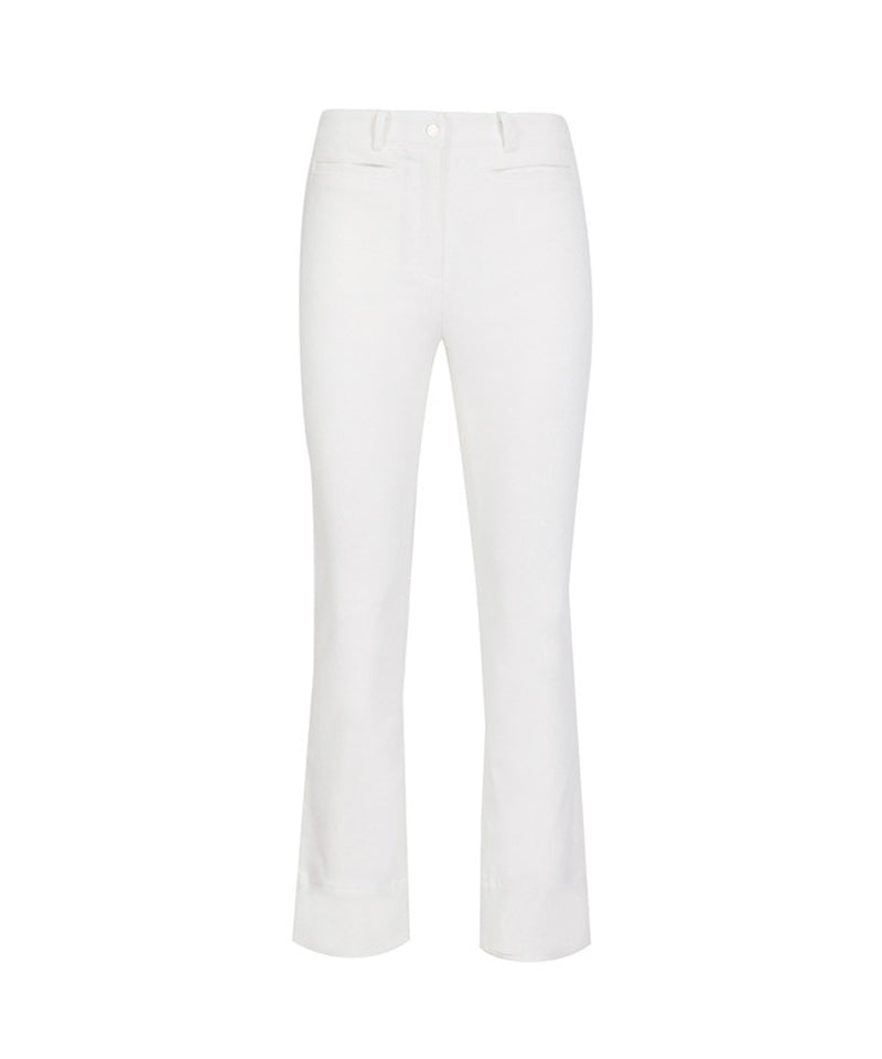 CREVE NINE: Women's High Waist Corduroy Bootcut Pants - Ivory