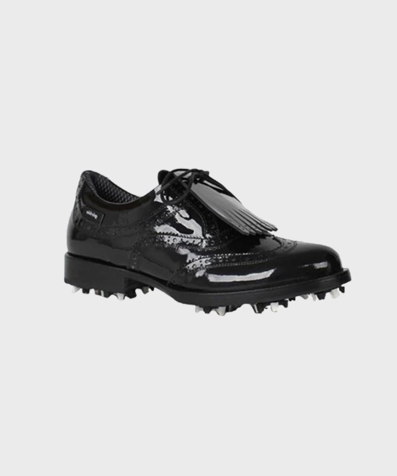 Giclee Unisex Classy Patent Premium Leather Golf Shoes- Black