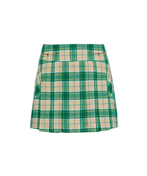 CREVE NINE: Women's Check York Skirt - Green