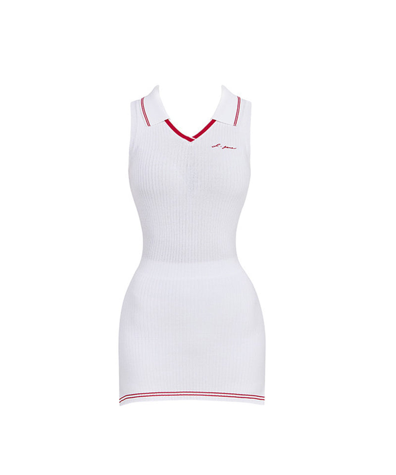 J.Jane Sleeveless Collar Knit Dress - White