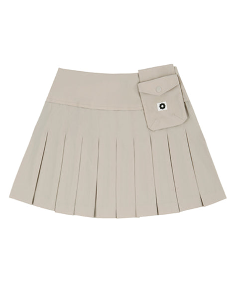 AVEN Women's  Banded Pleated Skirt - Beige
