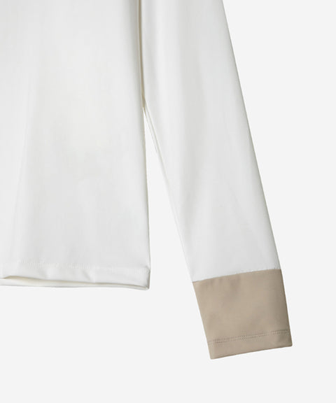 OBER Golf Functional Stretch Color Block T-shirt - Beige Combination