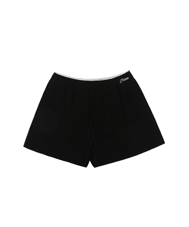 PIV'VEE Pleated Knit Shorts - Ebony Black