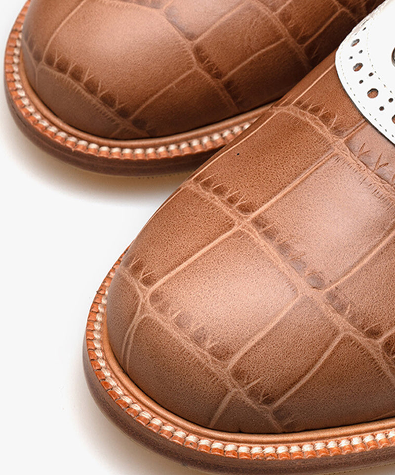 ALL CLASSIC Golf Plain Toe Classic Golf Shoes - Ivory/ Brown