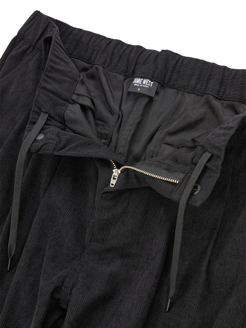 Jamie West Corduroy Three Tuck Wide Pants - Black
