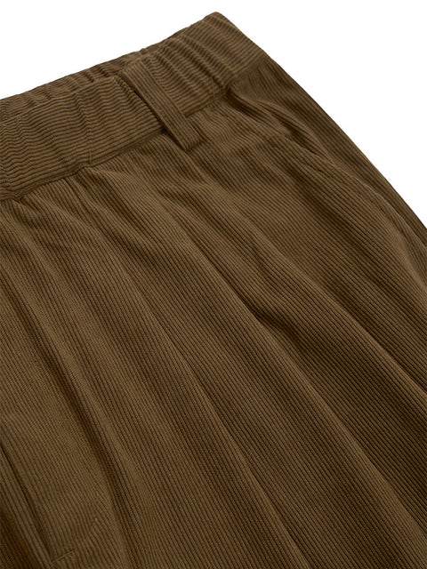Jamie West Corduroy Three Tuck Wide Pants - Brown
