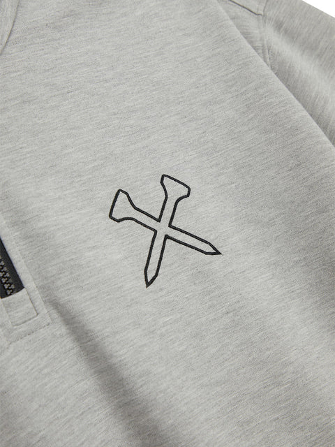 Jamie West High-Neck Half Zip-up Pocket Sweatshirts - Grey