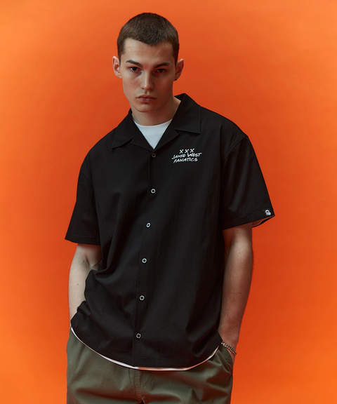 Jamie West Lettering Open Collar Shirts - Black