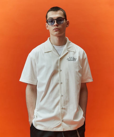 Jamie West Lettering Open Collar Shirts - White