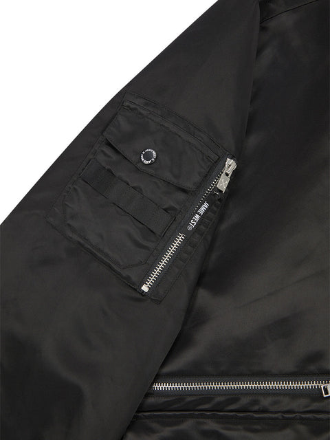 Jamie West Nylon Collar Point Aviator Jacket - Black
