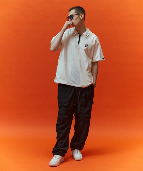 Jamie West Nylon Halfzipup P-Shirts - White