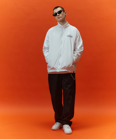 Jamie West Stand Collar Lettering Windbreaker - White