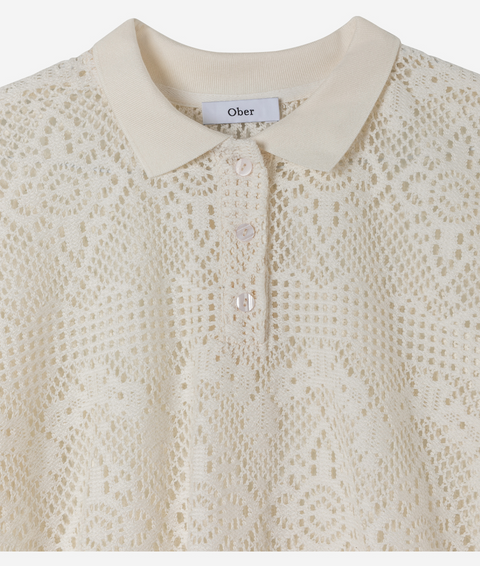 OBER Golf Lace Short Sleeve Set - Ivory