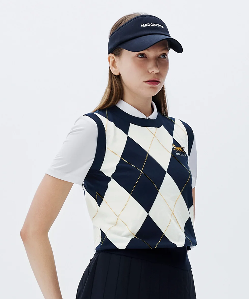MCC Women's Argyle Knit Vest - Navy