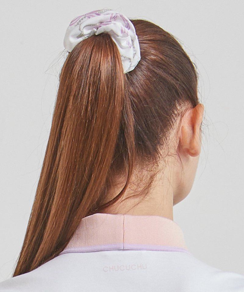 CHUCUCHU Ribbon Scrunchie Hair Tie - Flower Pink