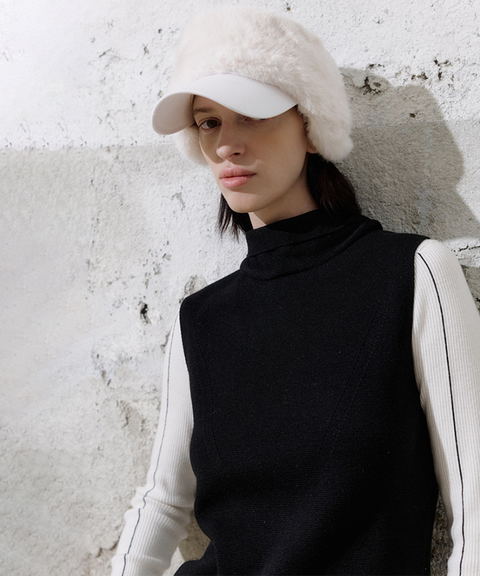 Anell Golf Scarf Slit Cashmere Knit Dress - Black