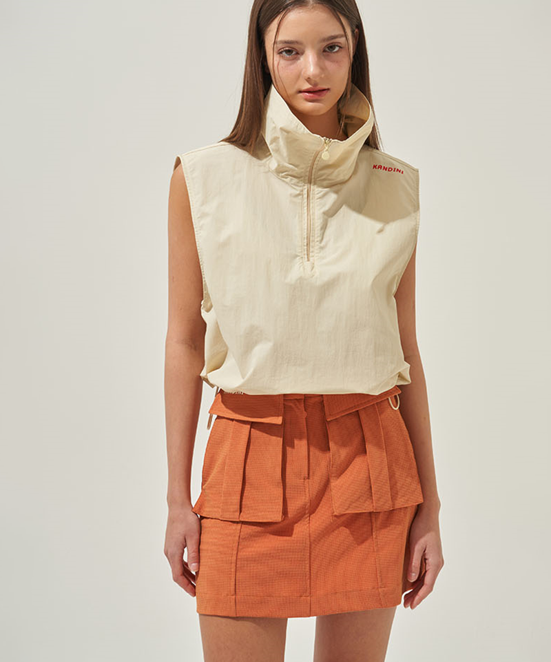 KANDINI Wind Half-Zip Crop Vest - Beige KANDINI Wind Half-Zip Crop Vest - Beige