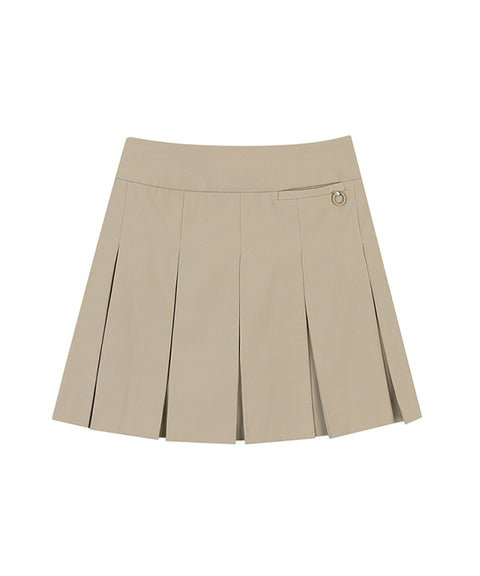 Haley Women's A-line back pleated skirt - Beige