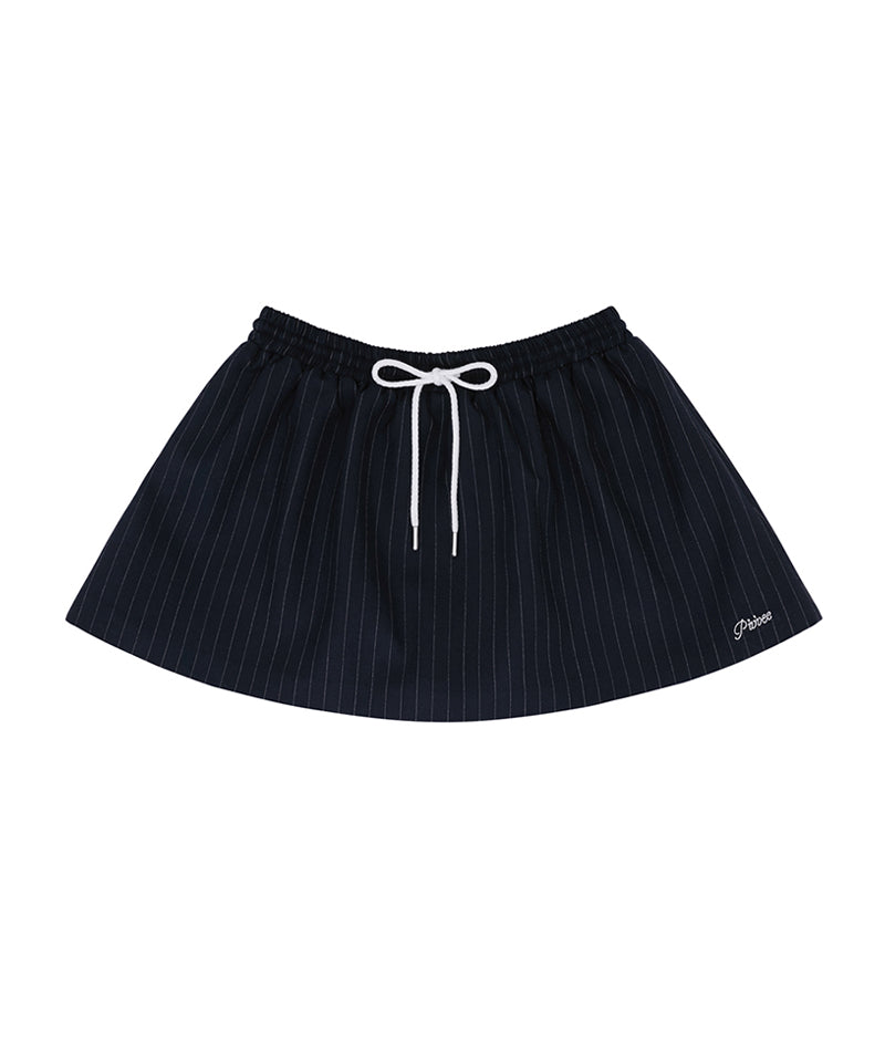 PIV'VEE Pinstripe Drawstring Mini Skirt - Ocean Navy