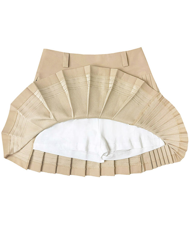 MAGIA Double Line Pleated Skirt - Beige