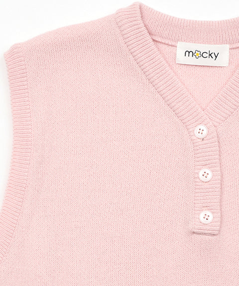 MACKY Golf: Patch Button Knit Vest - Pink