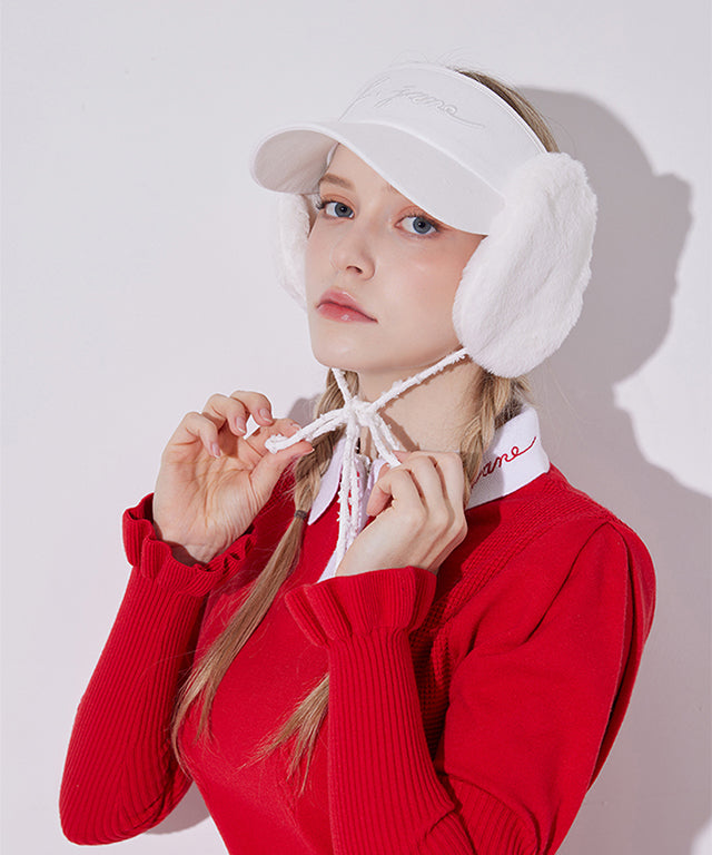 J.Jane 2way Fur Ear Flap Suncap Ivory