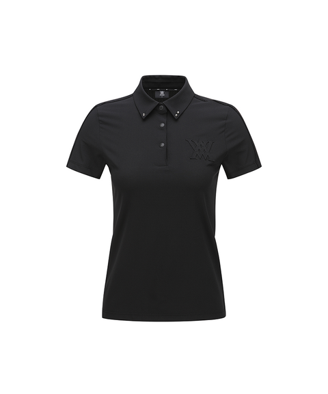Women's SM Collared Short T-Shirt - Black