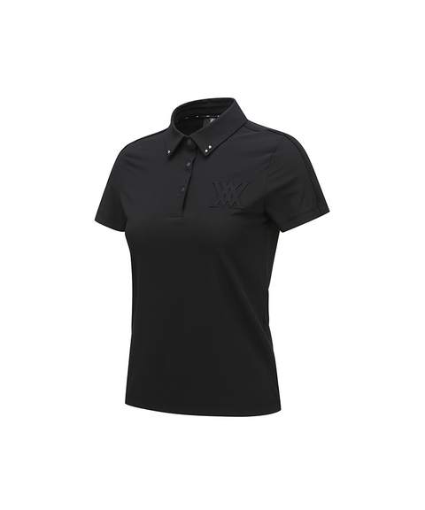 Women's SM Collared Short T-Shirt - Black