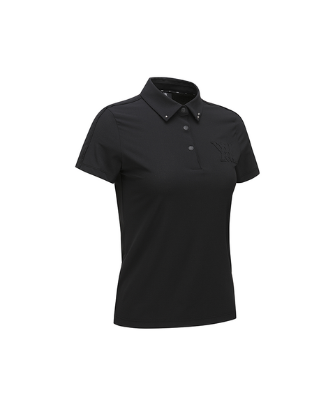 Women's SM Collared Short T-Shirt - Black
