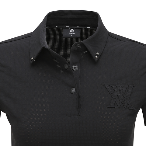 Women's SM Collared Short T-Shirt - Black