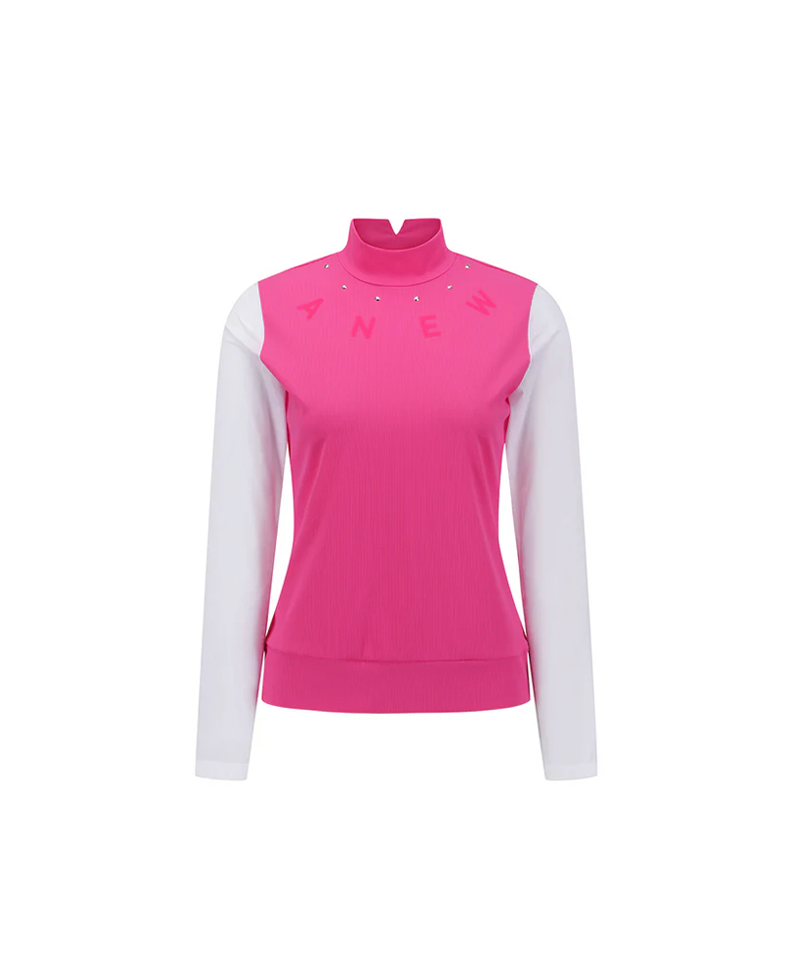 Women's Mock Neck Cooling Sleeve T-Shirt - Hot Pink