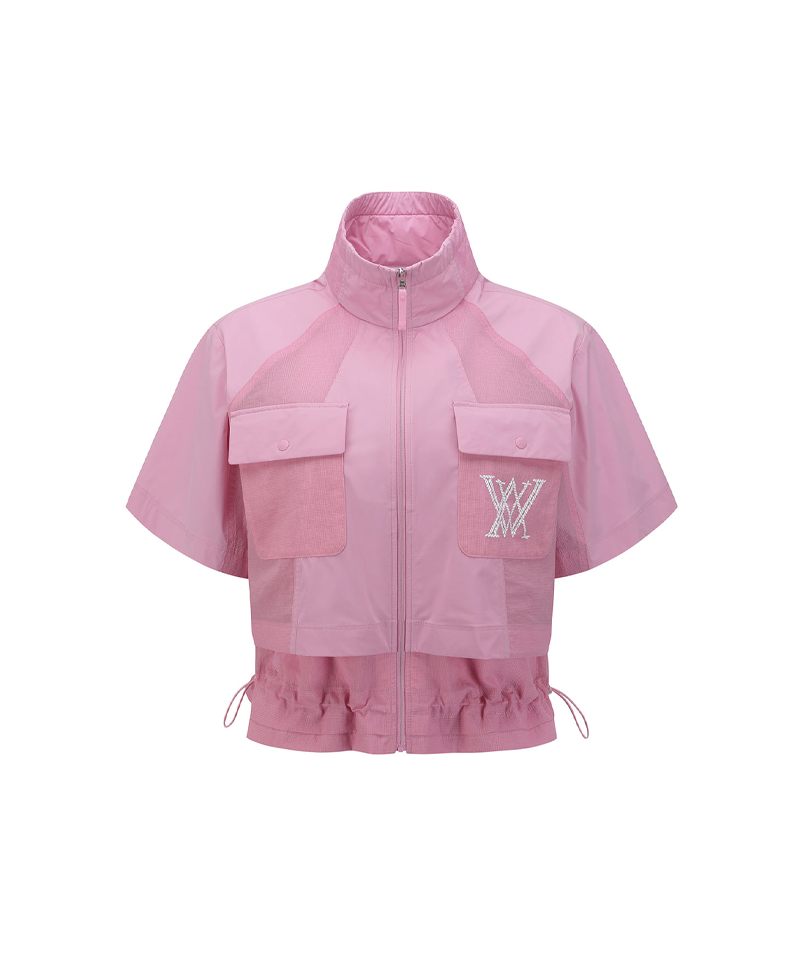 Women's Essential Short Sleeve Pleats Jacket - Pink