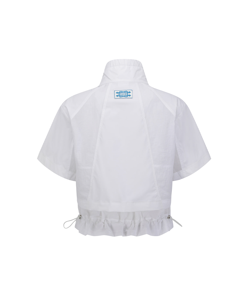 Women's Essential Short Sleeve Pleats Jacket - White
