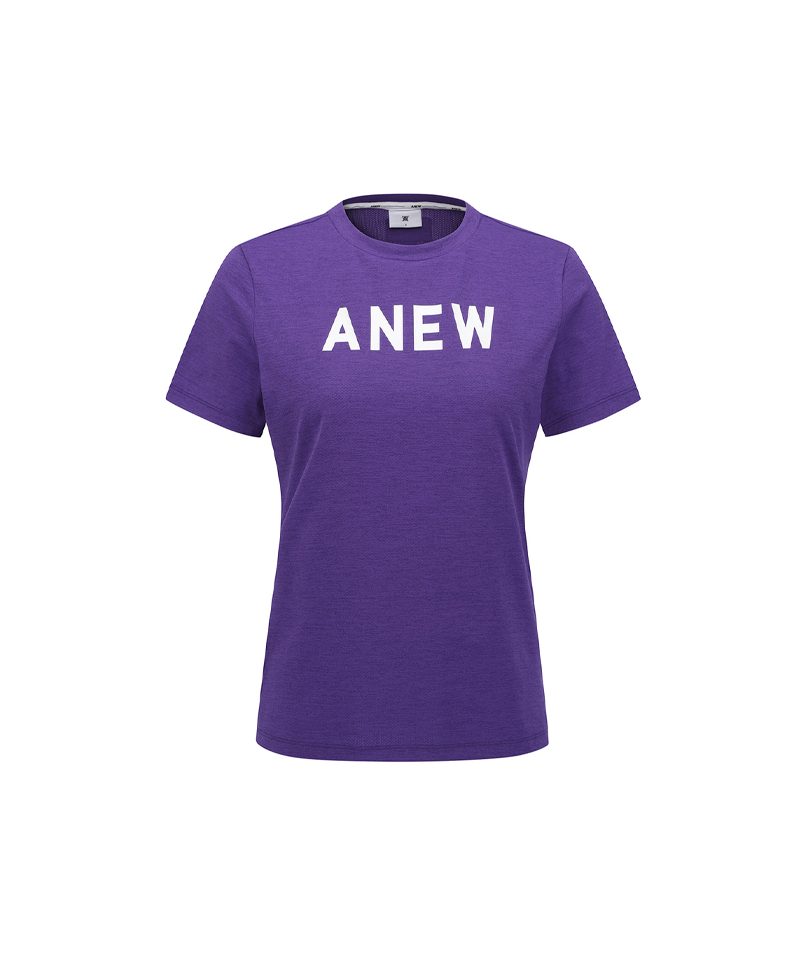 Women's Solid Round Short Sleeve T-Shirt - Purple