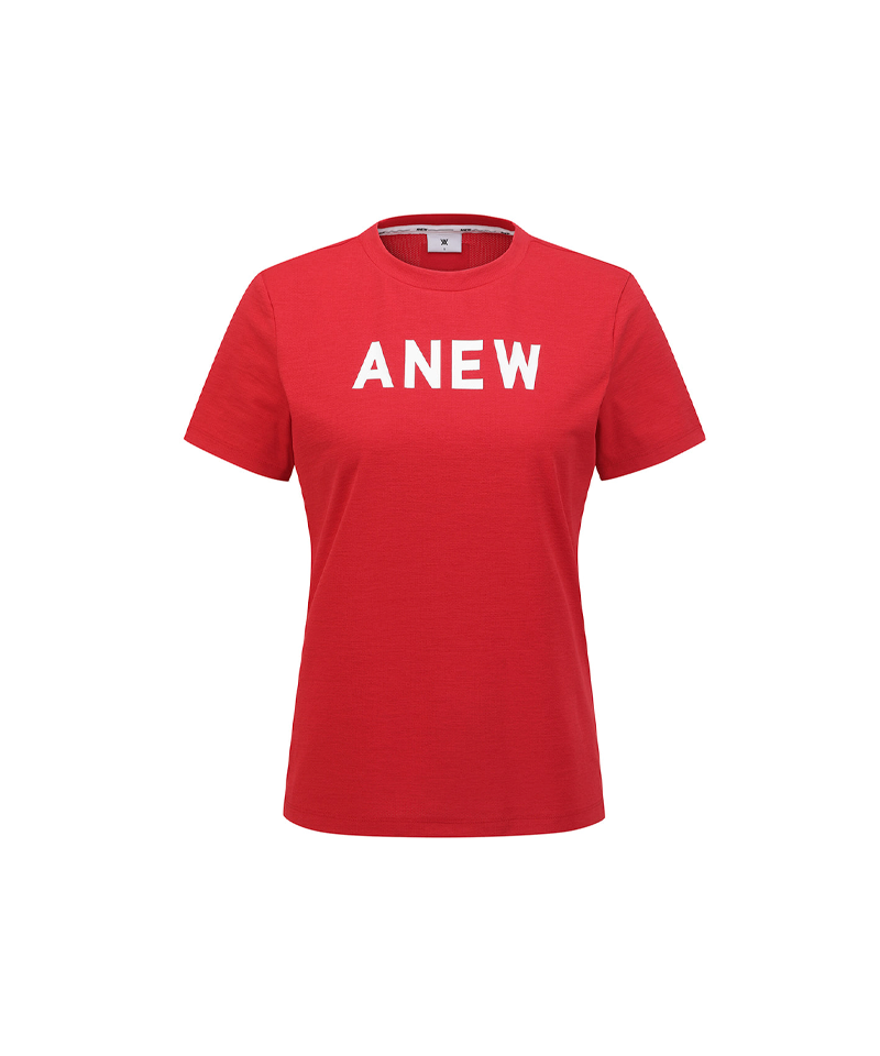 Women's Solid Round Short Sleeve T-Shirt - Red