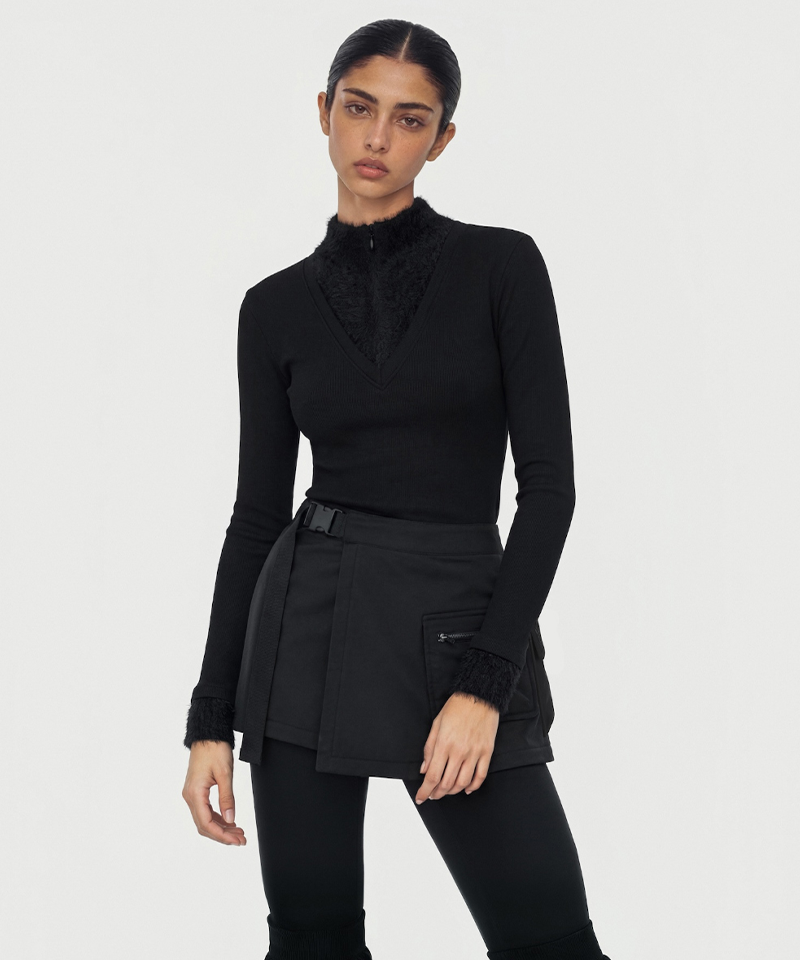 BERMUDA GRASS Utility Padded Wrap Skirt - Black